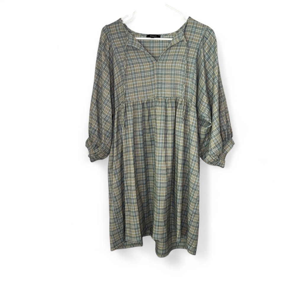 Wishlist Blue Plaid Long Sleeve Dress